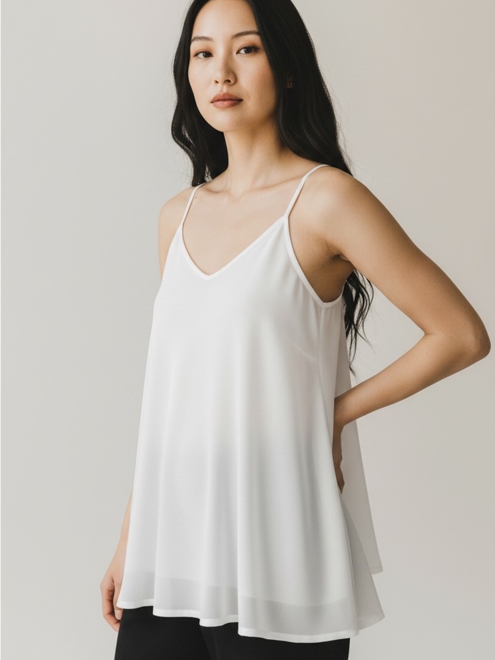 Women's White V-Neck Lightweight Chemise Slip